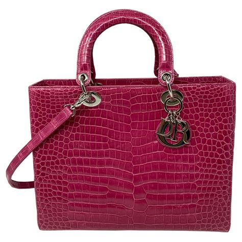 lady dior crocodile bag pink|Lady Dior designer bags.